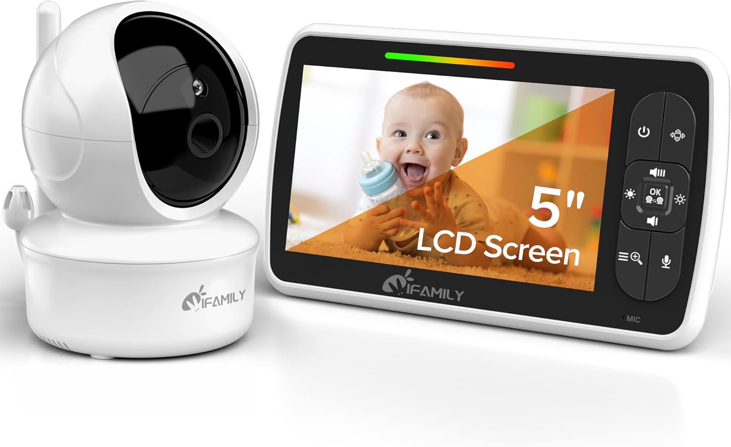 Baby Monitor - 5” Large Display Video Baby Monitor with Remote Pan-Tilt-Zoom Two-image