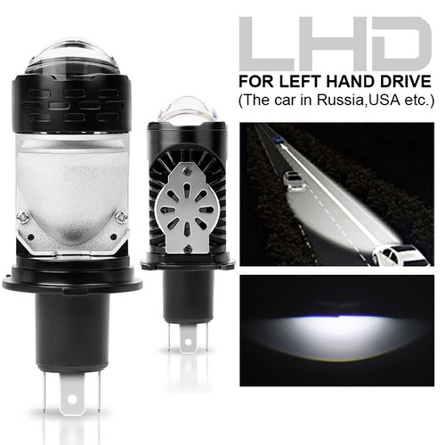 2Pcs H4/HB2 9003 100W Bi-LED Projector Lens Hi/Lo Motorcycle LED Headlight Bulbs - Foto 3 di 12