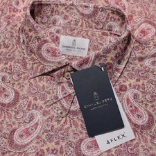 Emanuel Berg NWT Byron Button Down Shirt Size 44 17.5 XL in Red/Multi Paisley