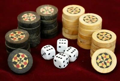 Handgefertigte Holz Backgammon Mosaik Steine 26 mm