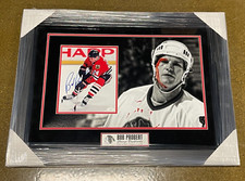 Bob Probert Signed Framed Chicago Blackhawks 8x10 Photo Bloody Showcase JSA COA