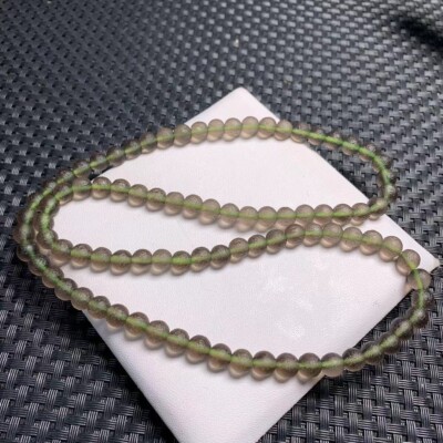 6mm Rare Genuine Natural green Czech Moldavite Meteorite A three-loop bracelet