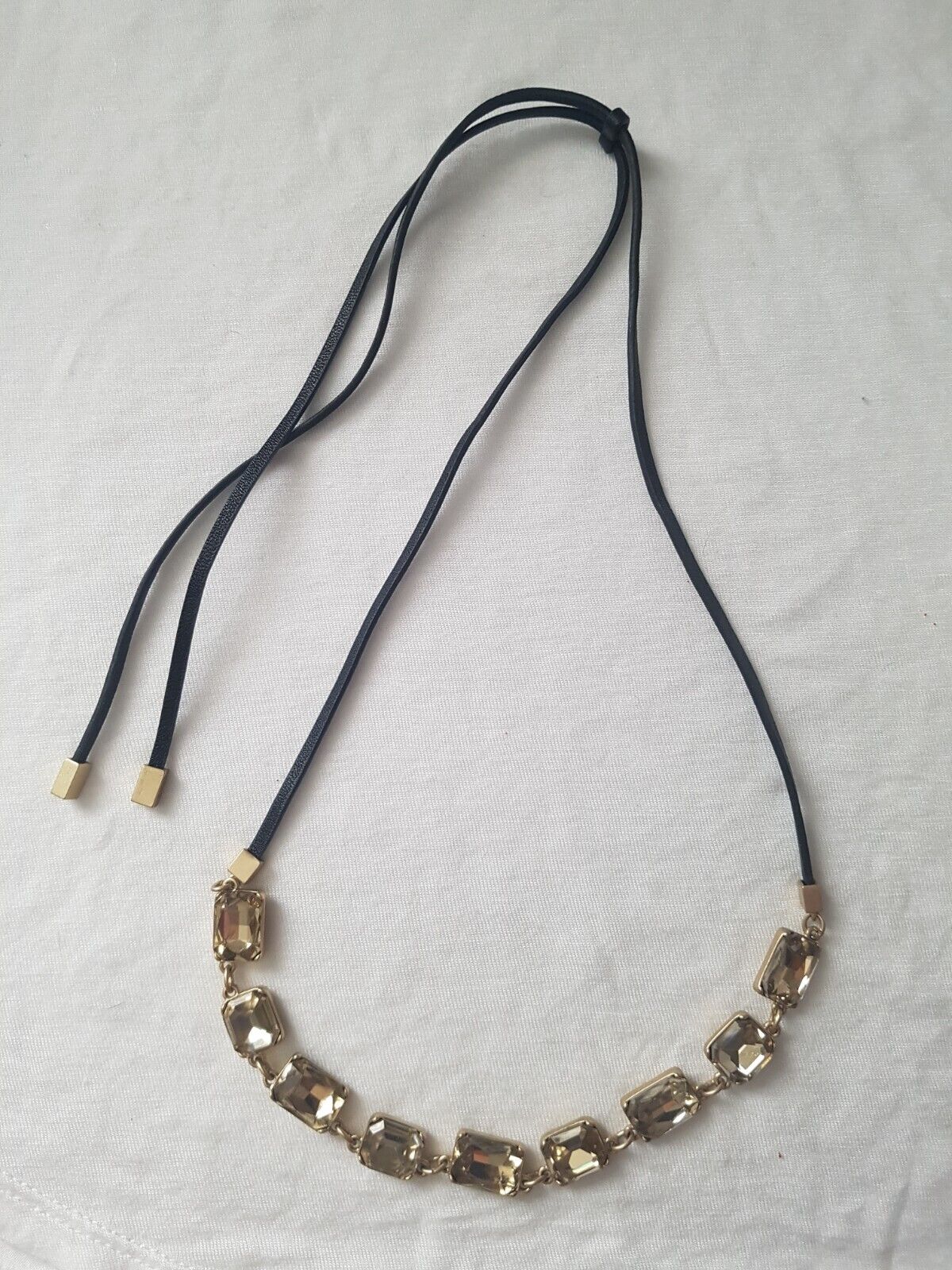 Stella & Dot Reese Sparkle Necklace Leather Adjus… - image 2