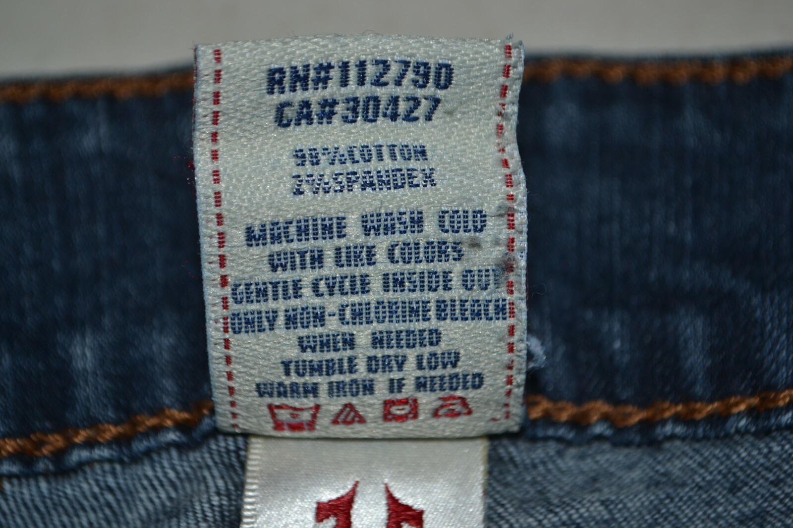 True Religion Women's Straight Pocket Flaps Blue Denim Jeans Sz 26x33 thumbnail 10