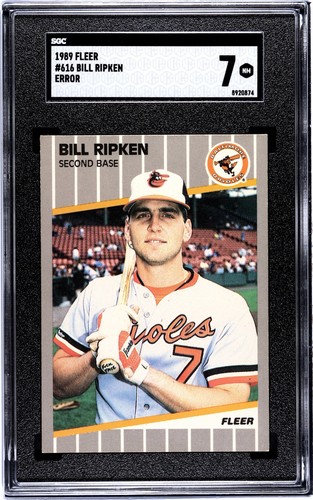 1989 Fleer, Bill Ripken, FF Error Card, #616, SGC 7, Recent Listing, Nice!