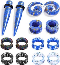 14pcs Ear Tunnels Spiral Tapers Stretching Kit Silicone Ear Gauges Piercing
