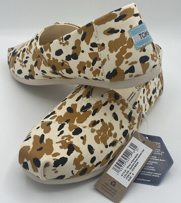 Toms Shoes Womens 9 Alpargata Flats Buckthorn Brown Abstract Cow NIB