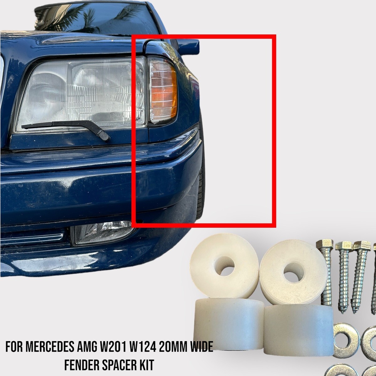 For 1984-1993 Mercedes AMG W201 W124 20mm Wide Fender Spacer Kit