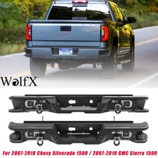Rear Bumper For 2007-2018 GMC Sierra 1500 Chevy Silverado 1500 Steel Back Bumper