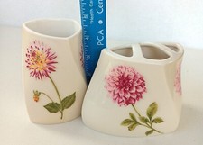 Flower Toothbrush Holder and Tumbler Ceramic Bed Bath Beyond Pink Dahlia