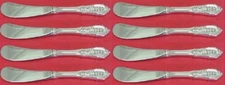 Rose Point Wallace Sterling Silver Butter Spreader HH Paddle 6" Set 8 no notch
