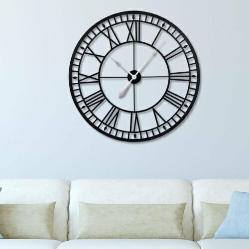 Large Roman Wall Clock Big Numeral Giant Round Face Outdoor Garden 50cm Silent - Picture 10 of 15