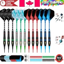 Elegant 12 Pcs Soft Tip Darts with 4 Color Shafts, 16 Flights & Accessories Kit