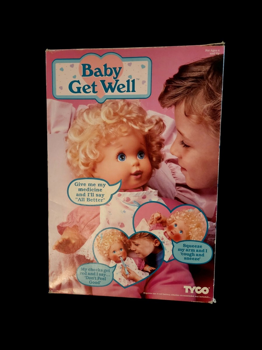 RARE Vtg Tyco 1992 Baby Get Well Doll Talks Lights Up Sick Fever W