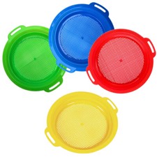 Pack of 4 Sand Sieves Plastic Sand Sifting Pans in Mesh Bags Sieve Screens