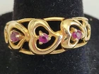 Ruby Ring with 10kt Gold Heart Setting Size 6.5 Prong Setting