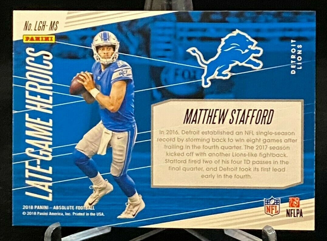 2018 Absolute Late Game Heroics #LGH-MS Matthew Stafford Detroit