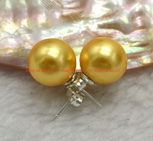 Beauty 8/10/12/14mm South Sea Shell Pearl Round Beads 925 Silver Stud Earrings - Picture 20 of 26