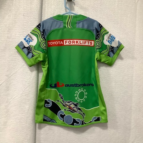 ISC Unisex NRL Authentic Kids Green Canberra Raiders 2021 Indigenous Jersey Sz 8 - Picture 2 of 7