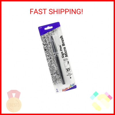 Pentel Arts Sign Pen W/Micro Brush Tip-Black