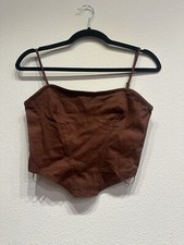 LA Hearts Brown Cotton Corset Structured Crop Top Size XS New