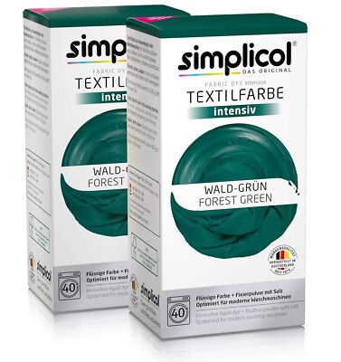 simplicol Textilfarbe intensiv (18 Farben), Wald-Grün 1812 2er Pack
