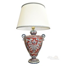 Lampada da tavolo vaso in ceramica di Caltagirone ornato lume made in Italy