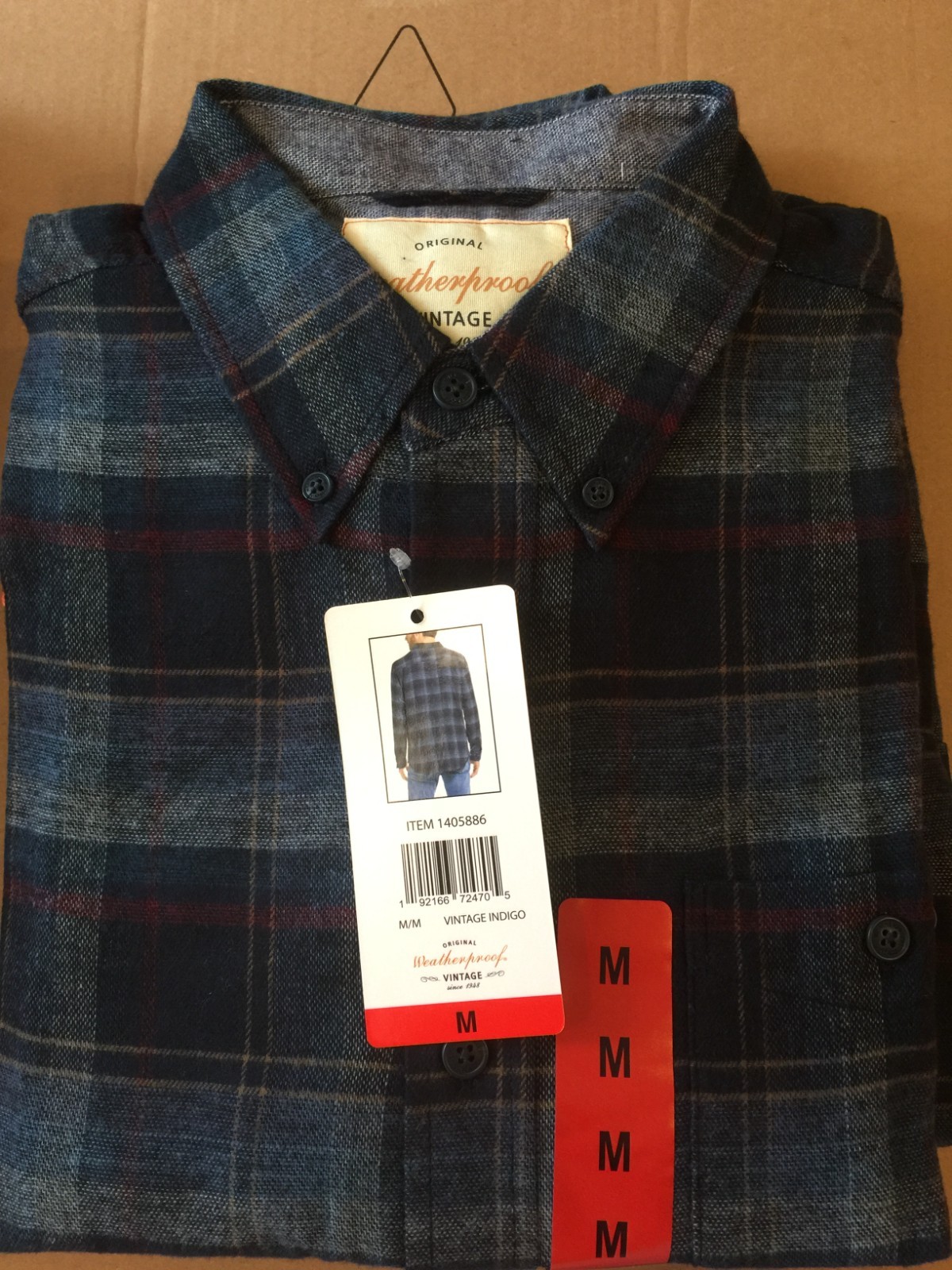 Camisa de franela vintage resistente a la intemperie de manga larga con botones para hombre - azul índigo