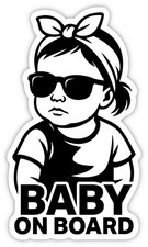 Baby on Board - Kind im Auto Autoaufkleber Fenster Sticker 15x8,5 cm Mädchen
