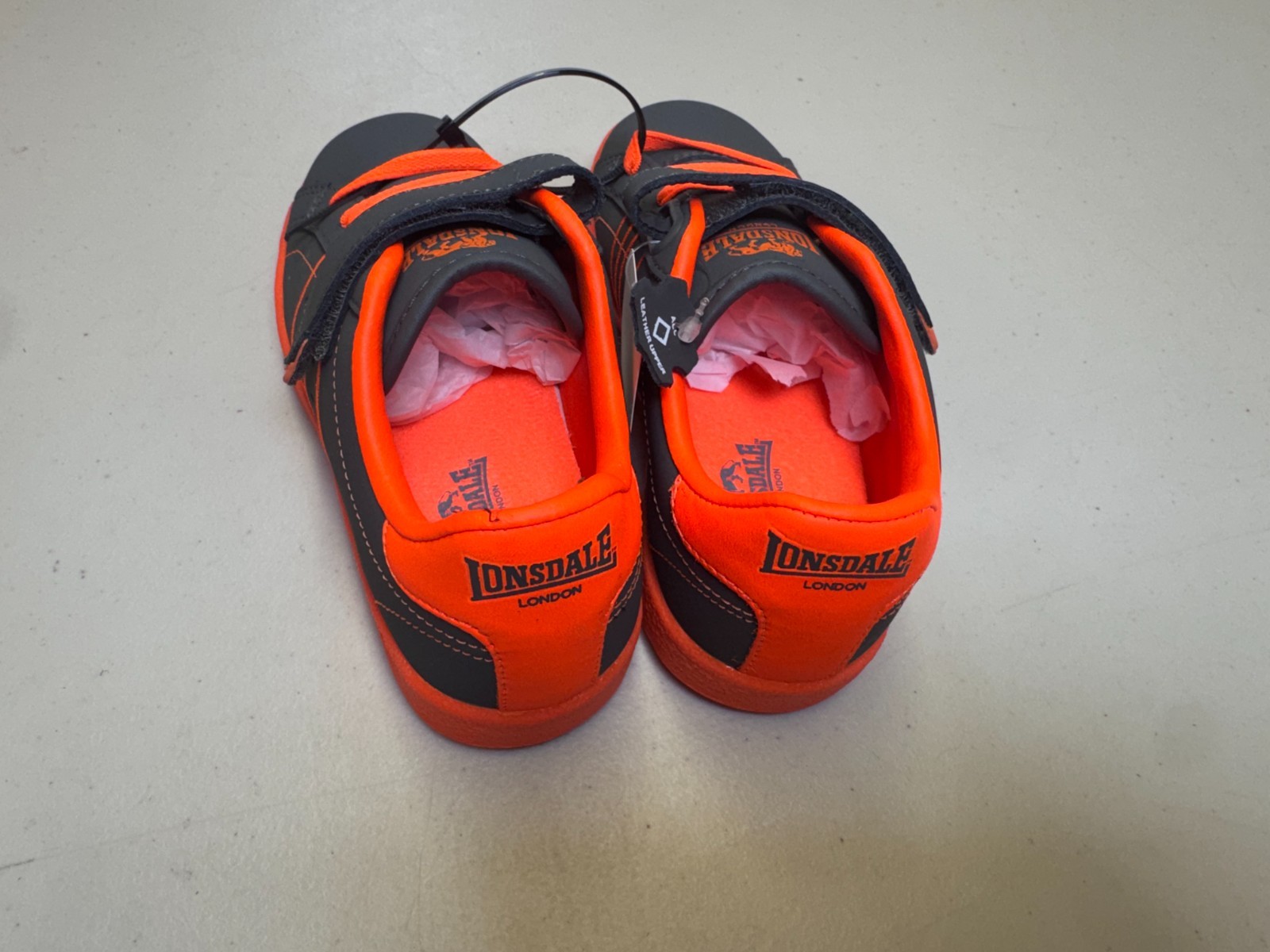 Lonsdale Oval Kids Trainers Grey Orange Hook & Loop Lace School Shoes UK C13 image 3