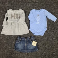 Girls Clothing Lot 3 Months Old Navy Lined Denim Skirt Carters Dress & One Piece