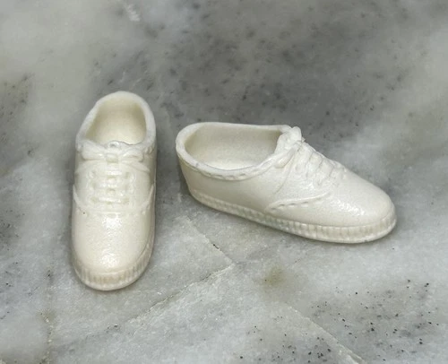 Vintage MOD *Barbie* Creamy White Rubber Tennis Shoes, Korea, Read