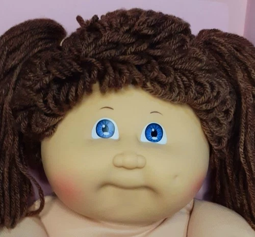 Vintage Cabbage Patch Girl Doll - HTF/Brown Poodle/Purple Eyes/Hm3/UT/1985 ~ TLC