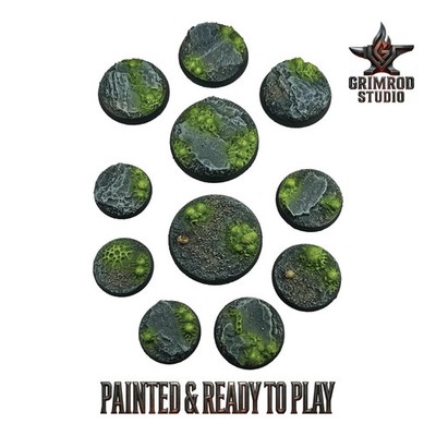 Toxic Swarm Painted Resin Bases for Warhammer 40K Miniatures Tabletop Wargames