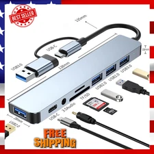 8 Port USB-C Hub Type Adapter 5G Speed Multi USB Splitter for PC Laptop Macbook