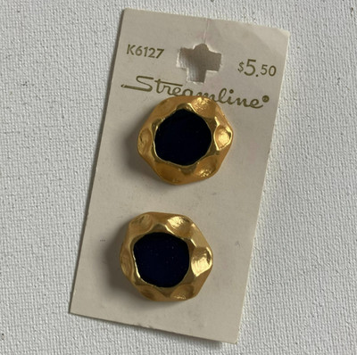 Buttons Vintage Streamline Industries Inc 2 Gold and Blue 1 '' in.