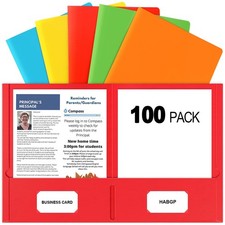Two Pocket Folders, 100 Pack 2 Pocket Folders Fit Letter Size Paper, Colored ...