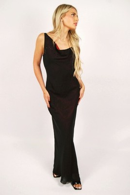 90s Cowl Neck Gown (M) medium black vintage maxi prom black tie formal  slinky | eBay