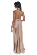 Show Me Your Mumu Jasmine Halter Maxi Dress Champagne Luxe Satin (L)