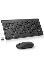 Compact Wireless Keyboard and Mouse Combo, Mini Portable Travel Keyboard and ...