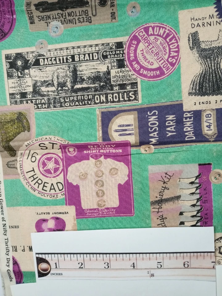 Fabric Lecien by Susan Gower Vintage Store Nifty Thirty Dry Goods 16" x 43" - Image 4 of 4