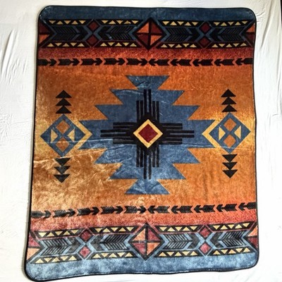 VTG ADFA Dralon Blanket Throw Southwest Native Rustic Lodge Cabin Soft Plush