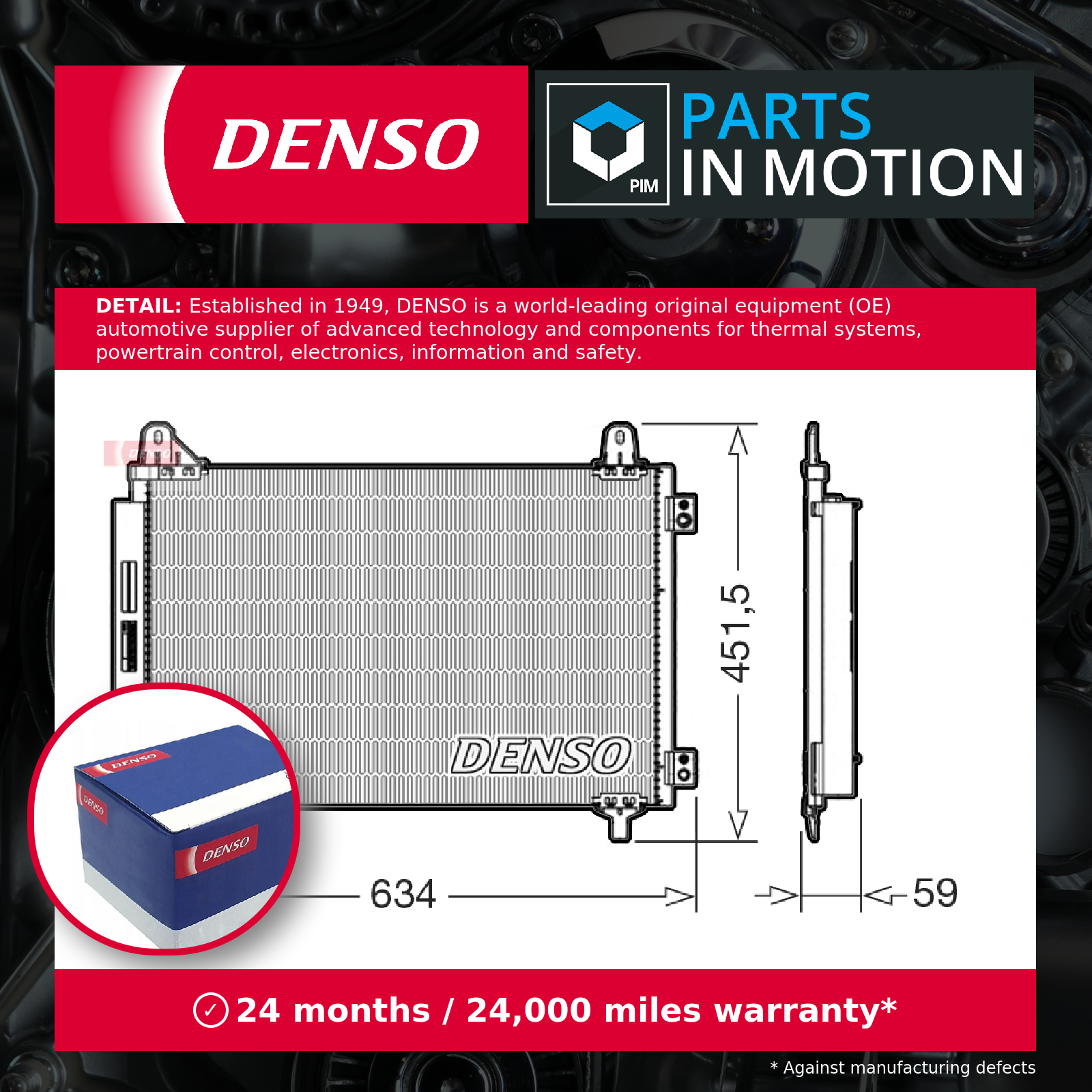 Air Con Condenser fits VAUXHALL CORSA F 1.5D 2019 on AC Conditioning Denso New