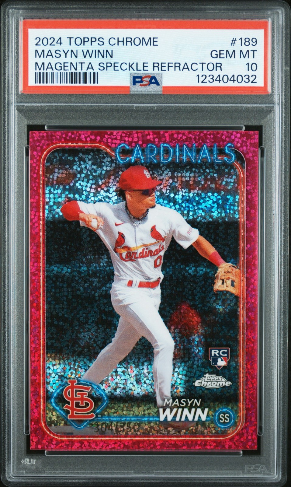 2024 TOPPS CHROME MASYN WINN #189 MAGENTA SPECKLE REFRACTOR /350 PSA 10 (RC)