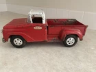 1960s Vintage 13" Tonka Toy Pressed Steel Red Pickup Truck with White Top