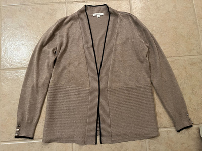 89th & Madison LIght Brown Open Front Cardigan Medium EUC