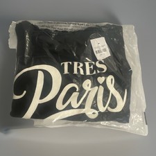 Black Tres Paris Graphic Logo Pullover Hoodie, Women's Regular Size 10