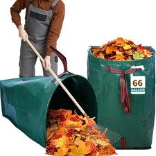 66 Gallon Yard Waste Bags - Reusable Collapsible Leaf Collector with Gloves