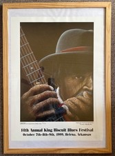 14th ANNUAL KING BISCUIT BLUES FESTIVAL Poster. 1999. Mark Kendrick. SIGNED, NUM