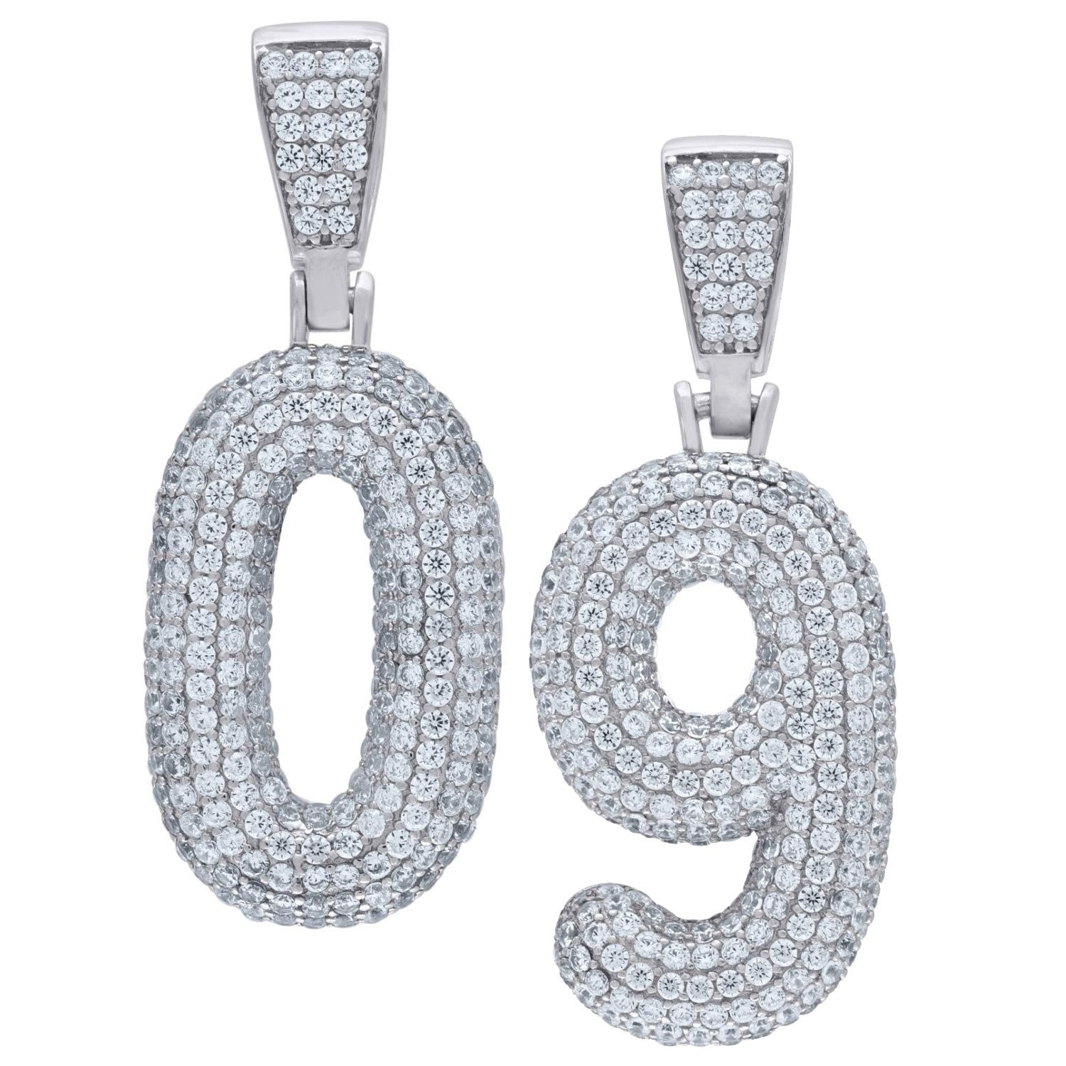 Premium Bling 925 Sterling Silber 38mm Anhnger Zahlen 0-9 11390₽